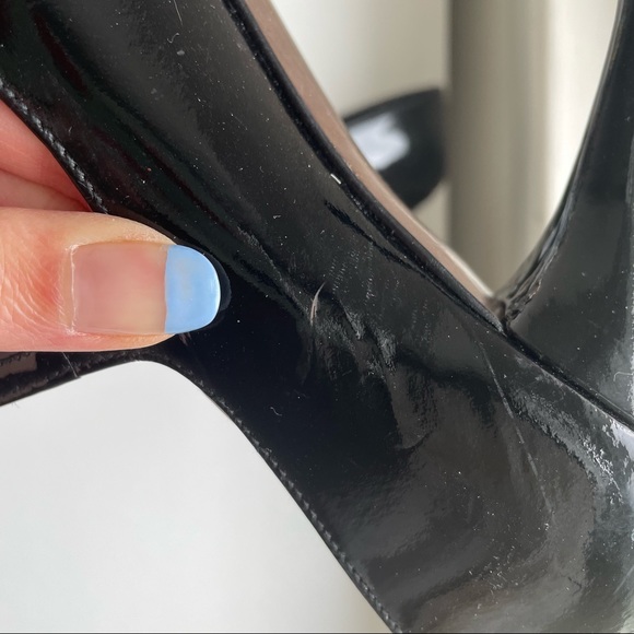 Stuart Weizman Black Patent Leather Peep Toe Mary Janes - Picture 4 of 15